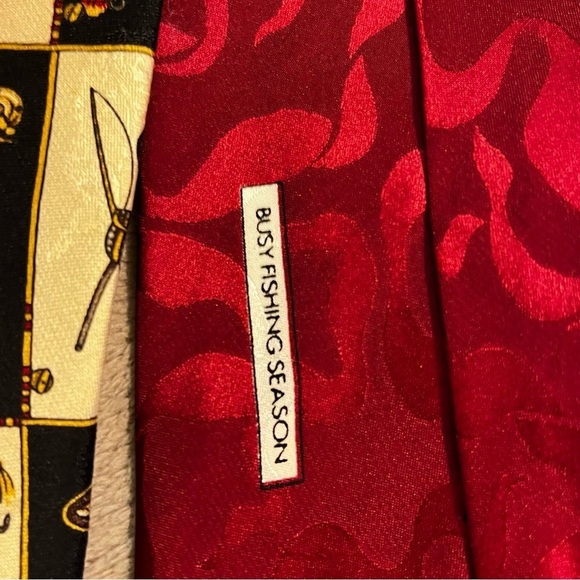 FOUR Vintage Silk Ties Fishing Novelty Prints Made in USA - Picture 8 of 14